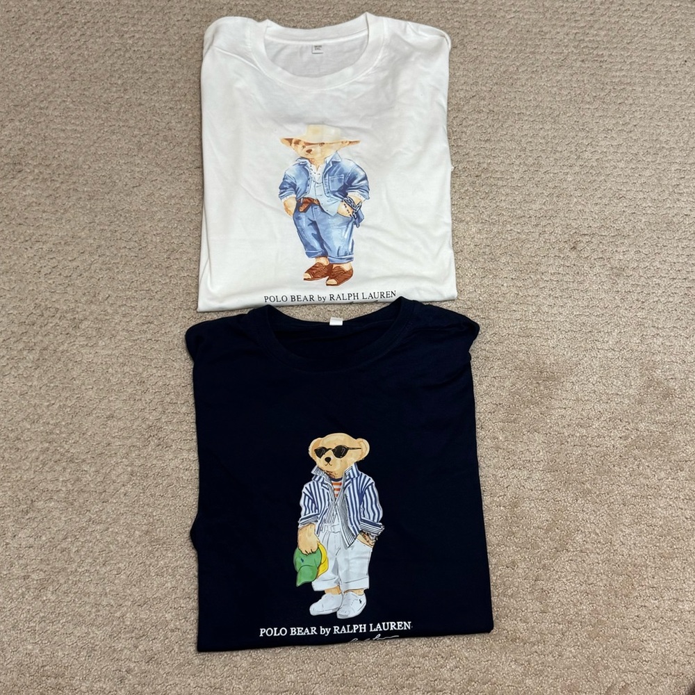 Ralph Lauren Polo Bear T-Shirts - White and Navy